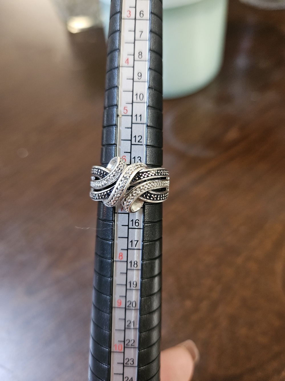 Sterling Silver Knotted Pavé Ring - Black and Silver